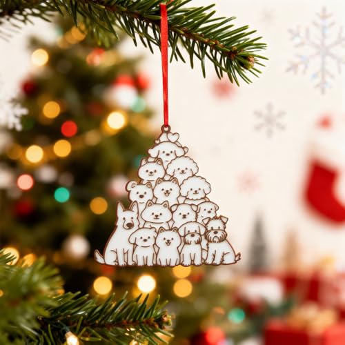 Dog Coffee Christmas Ornament - Dog Silhouette Holiday Tree Decoration - Variation of Dog-coffee