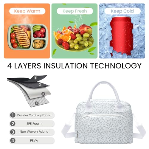 MAMONA Lavender Insulated Lunch Bag - Large Capacity Cooler Tote