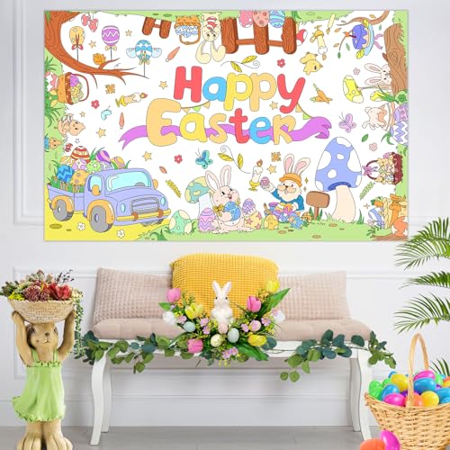 Giant Easter Coloring Poster & Tablecloth - 53x33 Inch Fun