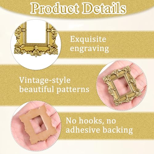 10 Mini Gold Picture Frames - Vintage Resin Wall & Table Displays