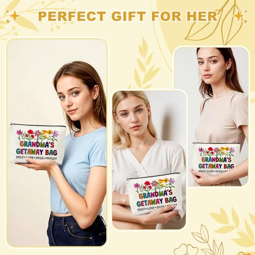 Grandma Makeup Bag Cotton Linen Travel Cosmetic Pouch Gift for Nana