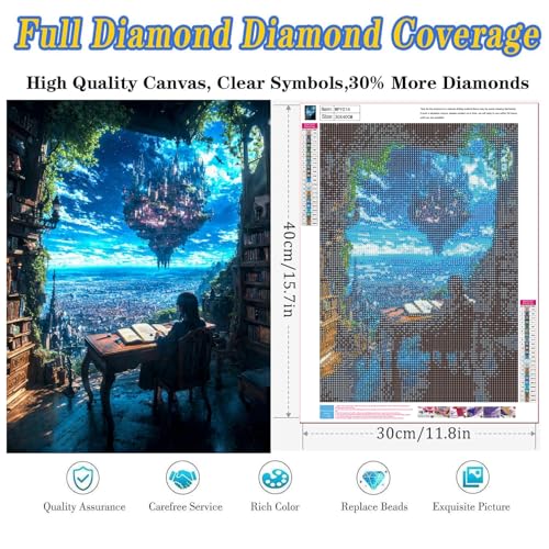 5D Diamond Painting Kit - Sky Castle Design, 12x16-inch Canvas