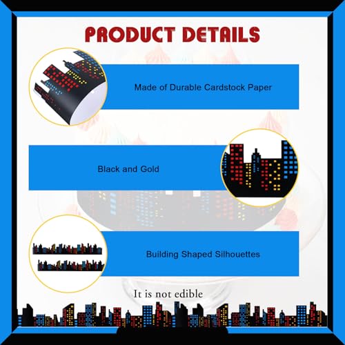 City Skyline Cake Border Decorations - 2 Rolls of Reusable Edible Cake Toppers