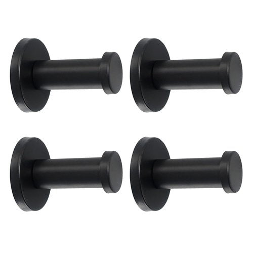 Vanloory Bathroom Towel Hooks, 4 Pack Round Coat Hooks, Sturdy Wall Mounted Robe Hook, SUS 304 Stainless Steel Heavy Duty Clothes Hanger, Wall Towel Hooks for Bathroom Bedroom Kitchen (2 in, Black)
