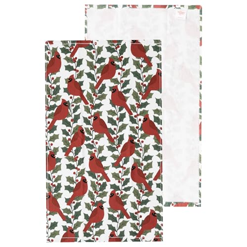 Holiday Kitchen Towel Set - Cardinal Greetings, 4-Piece, 16x26 Inches