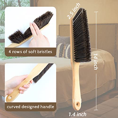 Redanha Brown 2-Piece Wooden Dusting Brush Set with Soft Bristles for Housekeeping