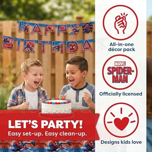 Spiderman Birthday Tablecloth and Banner Party Decor Set
