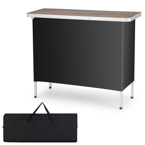 COSTWAY Portable Bar Table for Events, 43.5” x 15” x 34.5” Foldable Pop-Up Bar with Carrying Bag, Collapsible Checkout Counter, Mobile Bartending Station for Party, Craft Fair