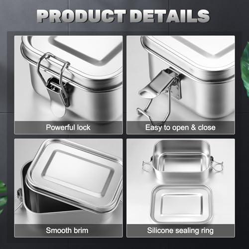 Umigy Stainless Steel Bento Box, 550ml Leak-Proof Metal Lunch Container