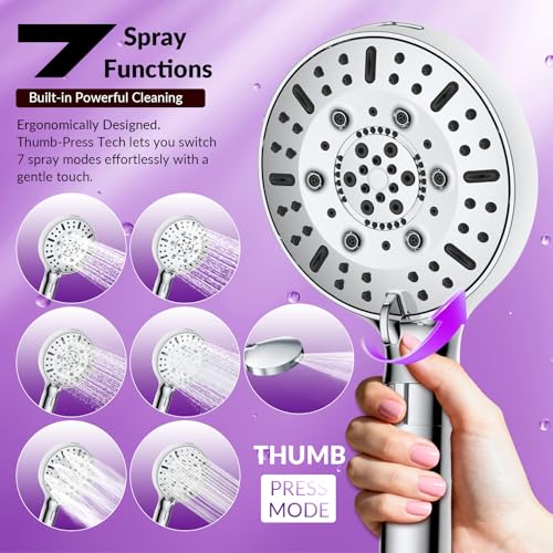 LumeTon High-Pressure Filtered Handheld Shower Head - 7 Spray Modes