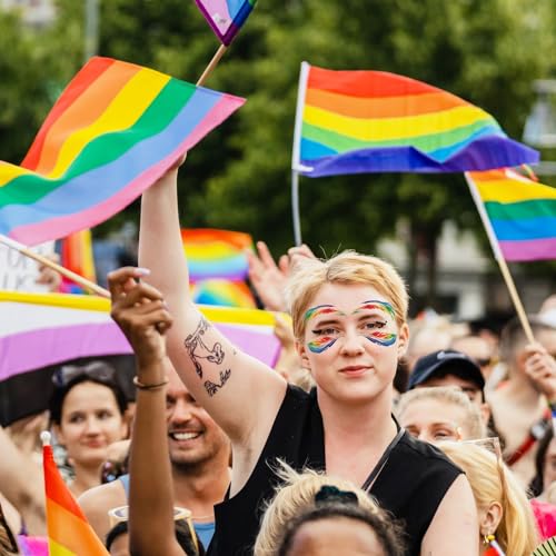 Lasuroa Rainbow Temporary Pride Tattoos - 10 Sheets Waterproof Face & Body Stickers for Festivals and Party Celebrations