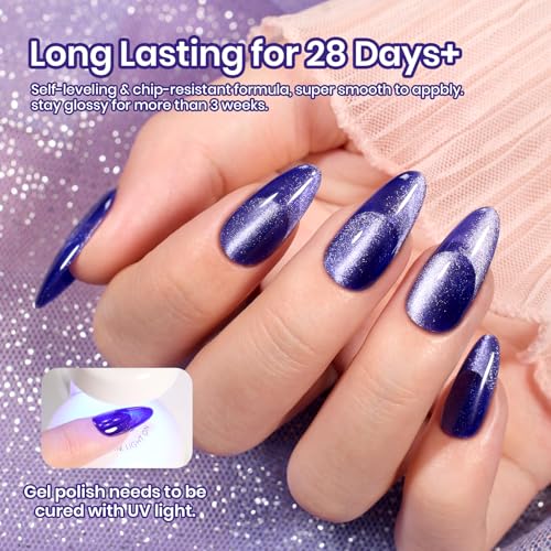 Beetles Purple Cat Eye Gel Nail Polish 15ml Glitter Shimmer Soak Off