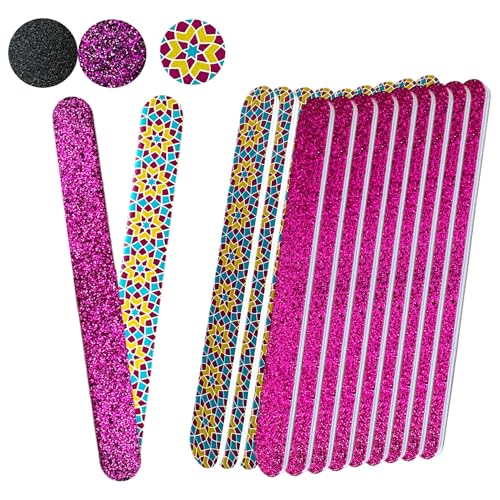 ALAZCO 20-Piece Professional Nail Files & Emery Boards, Coarse and Medium Grit