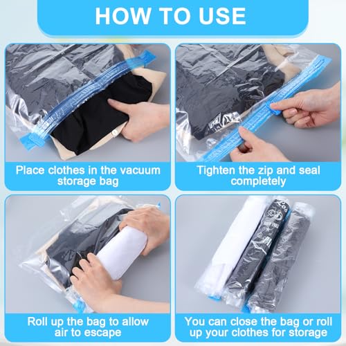 Travel Vacuum Compression Bags Space Saver Set - Waterproof & Reusable