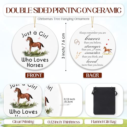 Ceramic Horse Christmas Ornament - Inspirational Animal Lover Hanging Decor