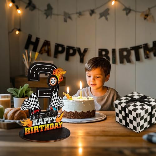 Truck 3rd Birthday Number Sign - Wooden Table Centerpiece Decoration