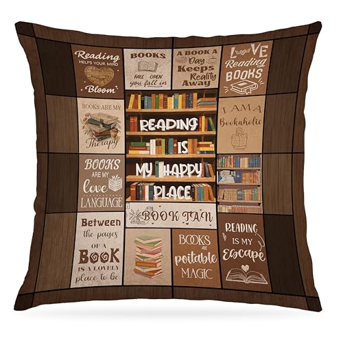 18x18 Reading Pillow Cover for Book Lovers - Cozy Decorative Accent