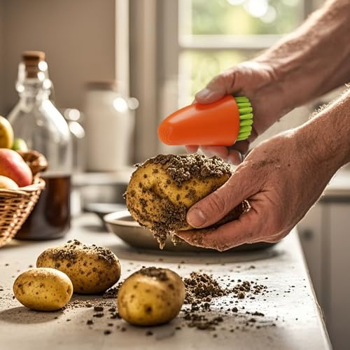 Ergonomic Vegetable Cleaning Brush | Fun Carrot Design, Food Safe