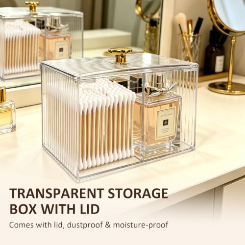 Transparent 3-Compartment Cotton Swab Holder Organizer