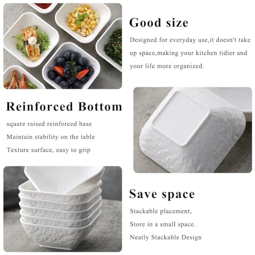 Kyraton 6-Piece 6oz Plastic Dipping Bowls Set - White Condiment Servers