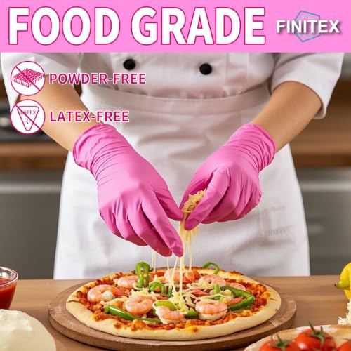 FINITEX Rose Red Nitrile Disposable Gloves - 3.5mil Powder-Free (Small)