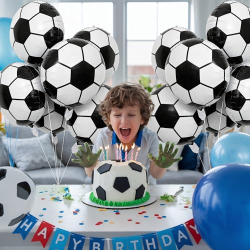 12PCS Soccer Balloons - 18 Inch Foil Balloons for Party Decor