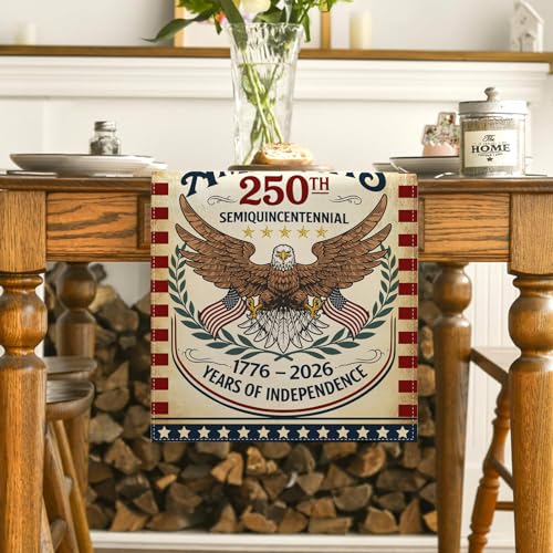 Flaircave 13x72 Inch USA Table Runner - Patriotic 4th of July Decor