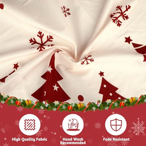 Ethanberg 48 Inch Christmas Tree Skirt, Red and Black Snowflake Xmas Mat