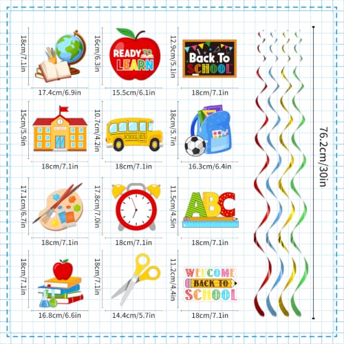 Back to School Decorations Set - Glitter Banners & Swirls