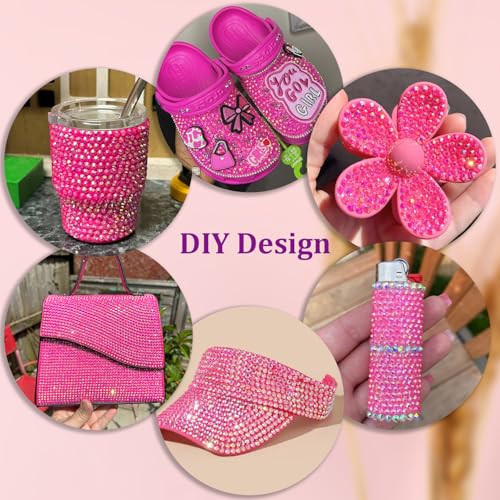 Hot Pink AB Resin Rhinestones Kit with B7000 Glue and Tools for Crafts DIY