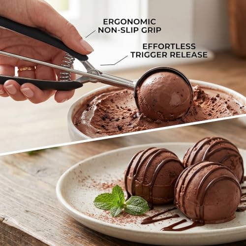 #20 Cookie Scoop - 3 Tbsp, Non-Slip Grip, Black