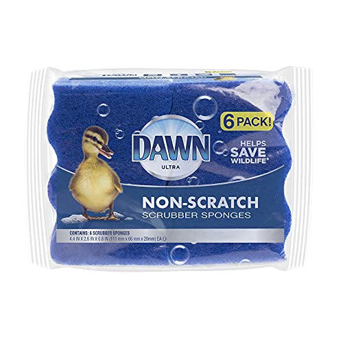 Dawn Non-Scratch Scrubber Sponges - Pack of 6 Durable Kitchen Sponges