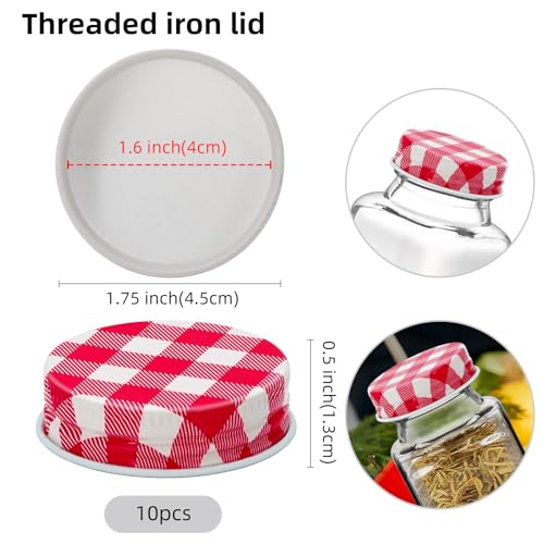 10 Pcs Iron Spice Jar Lids - Airtight Replacement Caps for 4 oz and 6 oz Square Jars