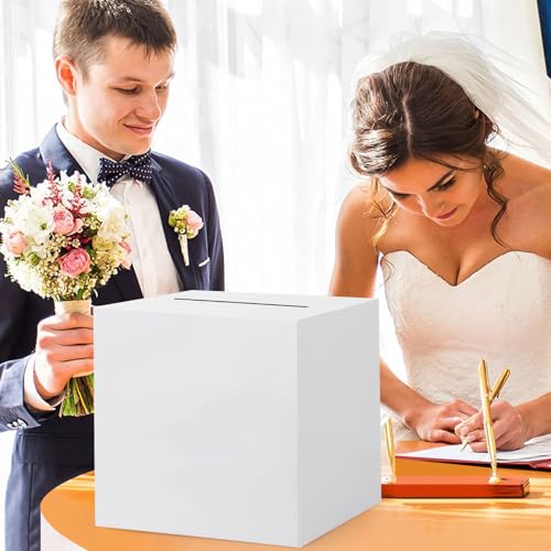 White Card Box with Slot - 8.6'' Gift Box for Weddings & Events