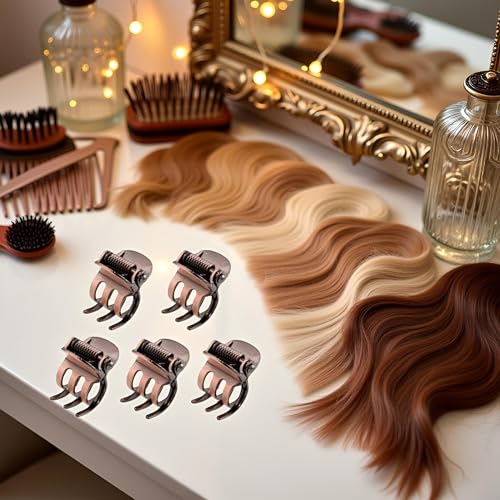 Mozff Mini Metal Hair Claw Clips - 5 Pcs Bronze Side Bangs Hairpins