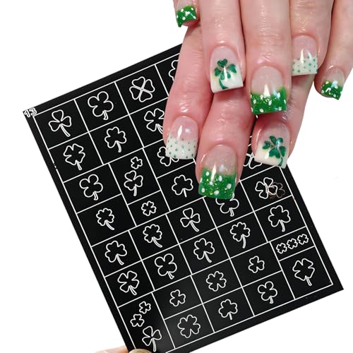 St. Patrick's Day Clover Nail Art Stickers - 3 Sheets Self-Adhesive Decals