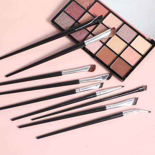 9Pcs Eyeliner Brush Set Ultra Thin Angled Fine Point Eyebrow Brushes Synthetic