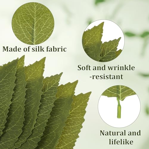 30 PCS Artificial Green Leaves for Wedding Bouquets & Crafts