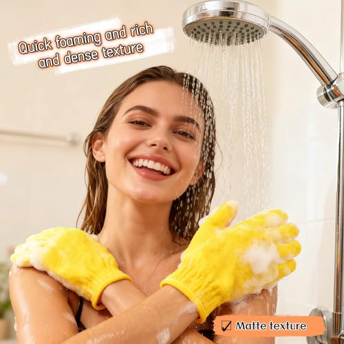 RyanDesign Exfoliating Shower Gloves 2 Pairs, Nylon Bath Scrubbing Mitts