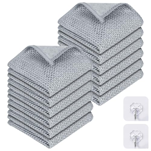 AUAUY Non-Scratch Wire Dishcloths 12-Pack, 2-Layer Mesh Cleaning Rags