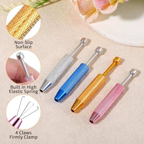 Sibba 4-Pack Piercing Ball Grabber Tool - Stainless Steel 4-Claw Jewelry Changing Tool