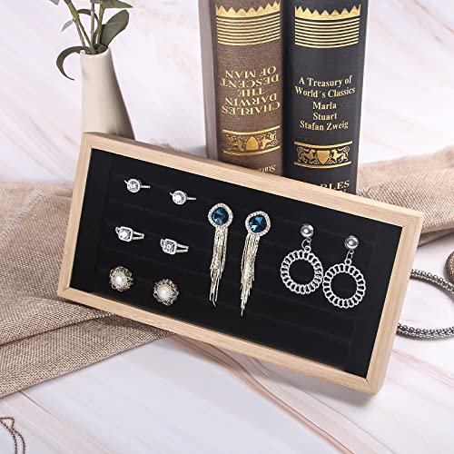 Bamboo Ring Holder and Jewelry Organizer Stand - Black