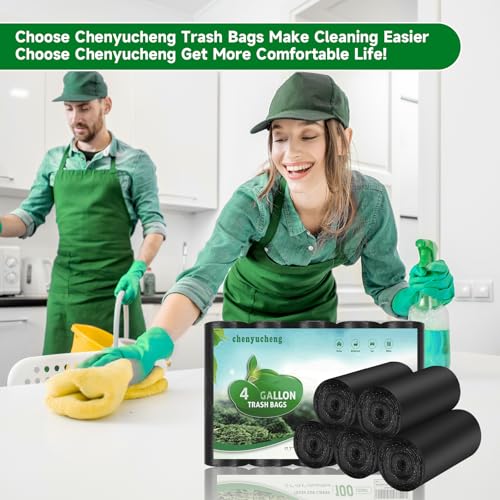 Chenyucheng Biodegradable Small Trash Bags 4 Gallon - 100 Count