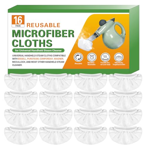Snowlily 16-Pack Microfiber Cleaning Pads for Handheld Steam Cleaners
