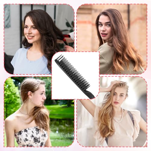 3 Row Styling Comb with Rat Tail - 2 Pack Black Hair Brushes