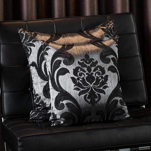 NAPEARL Black Jacquard Throw Pillow Covers, 20x20 Inch Set of 2