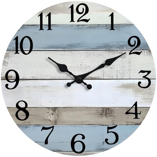 JoFomp 6 Inch Wooden Wall Clock - Silent Coastal Rustic Decor for Living Room Bedroom Kitchen