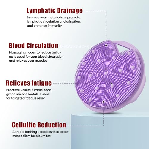 Silicone Body Scrubber, Zinc Infused Exfoliating Loofah - Purple