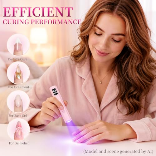 Ranrose Cordless Flash Cure UV Nail Lamp, Portable Handheld LED Light