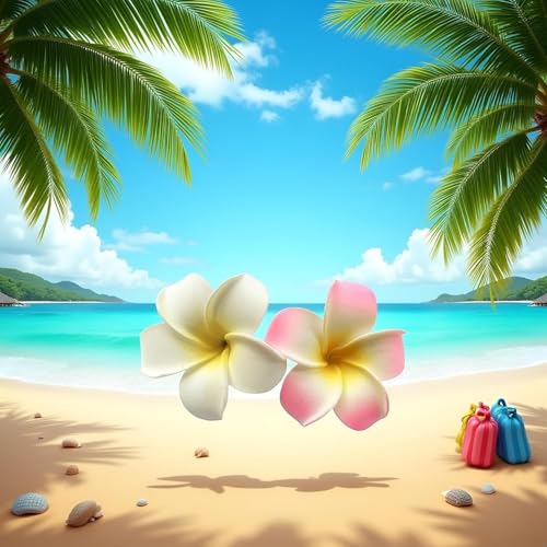 ZLmoue Hawaiian Plumeria Hair Flower Clips 4Pcs 7cm White and Pink
